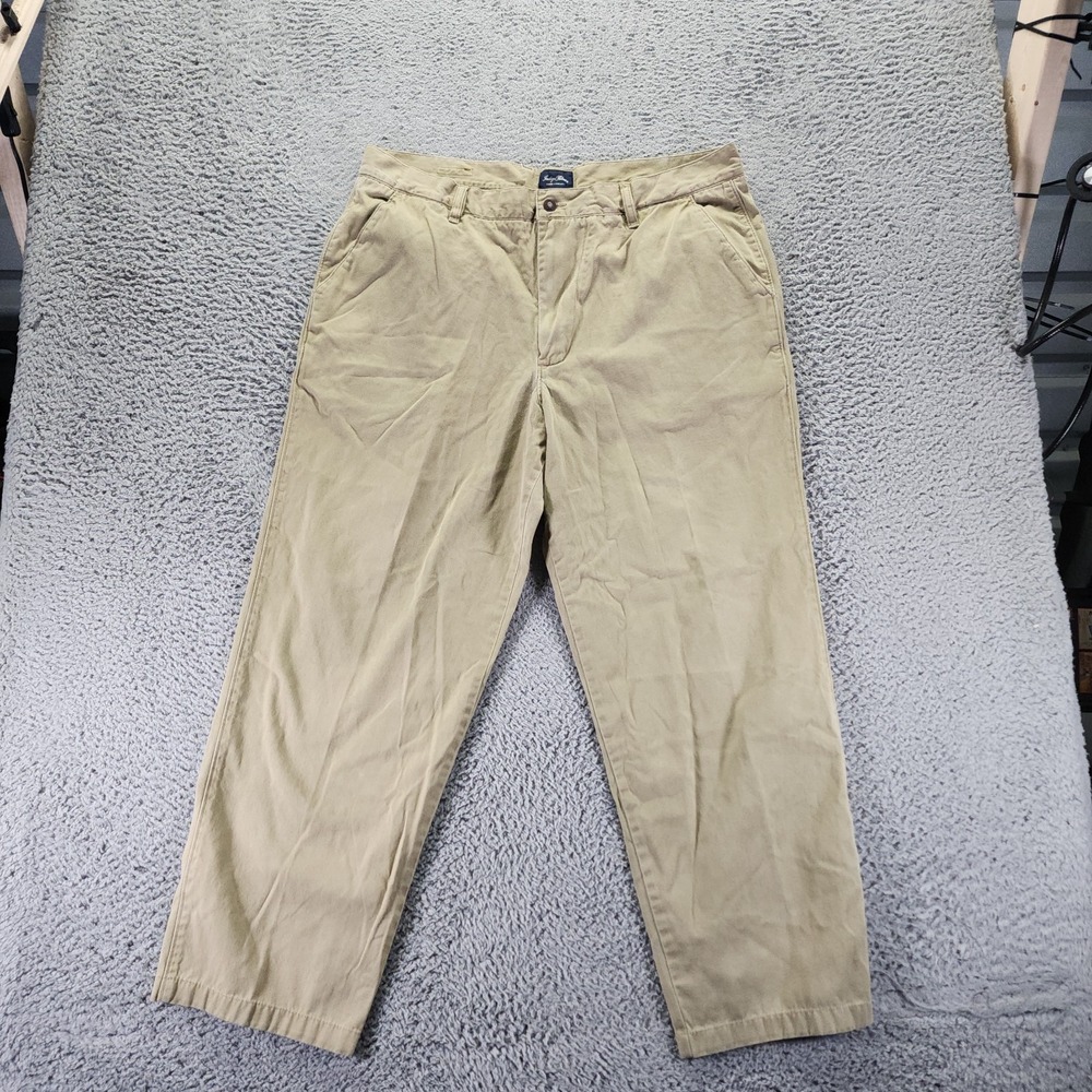 Indigo Palms Pant Mens 40x30 Beige Cotton Chino Straight Relaxed Business Preppy